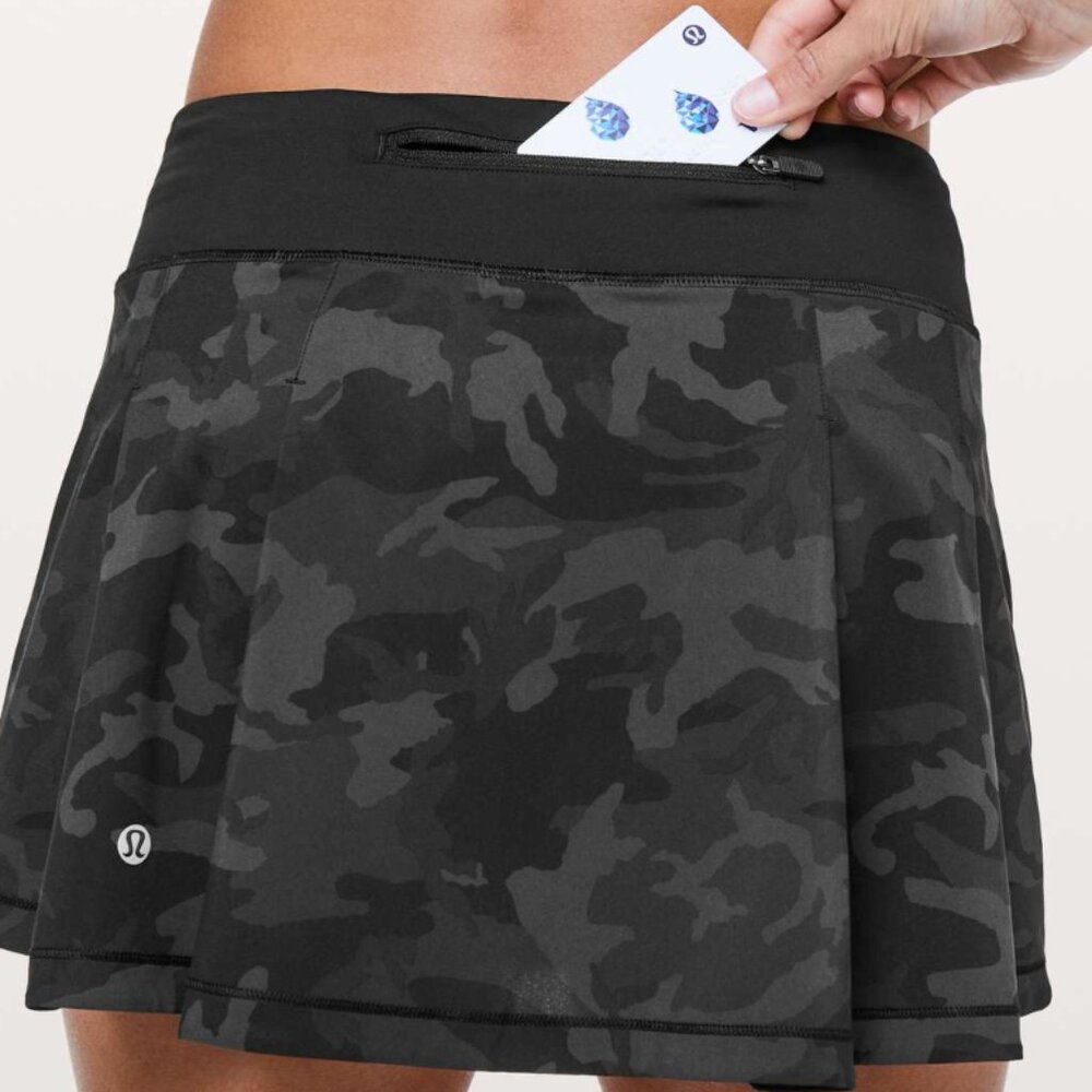 Lululemon Pace Rival Skirt (Regular)Incognito Camo Multi Grey / Black